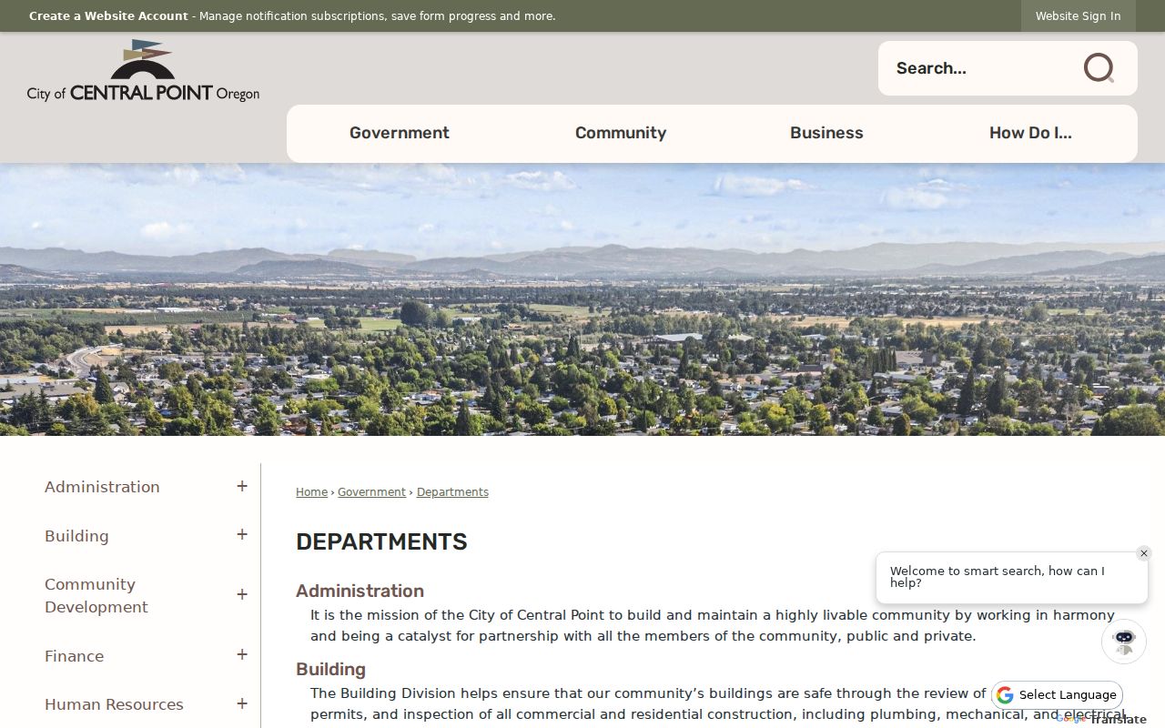 Central Point criminal records at the municipal court contact page