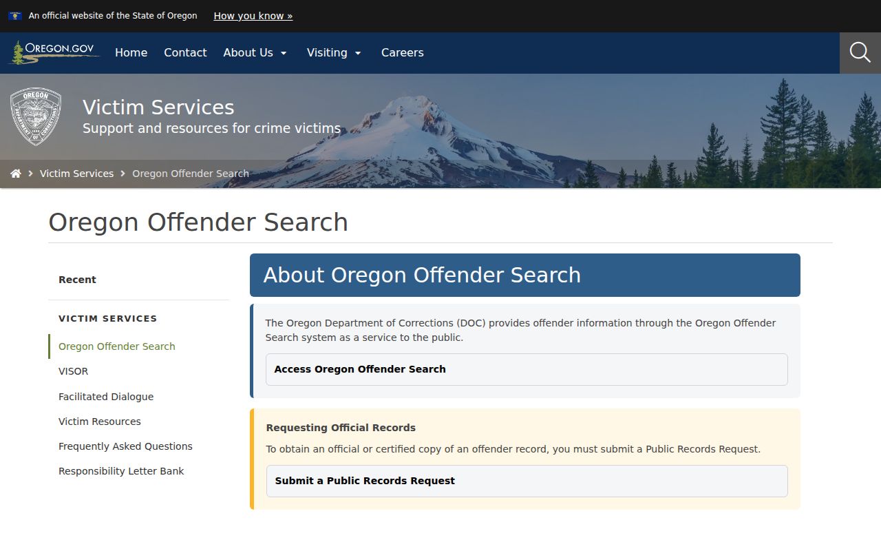 Jackson County criminal history and Oregon DOC official-record caveat